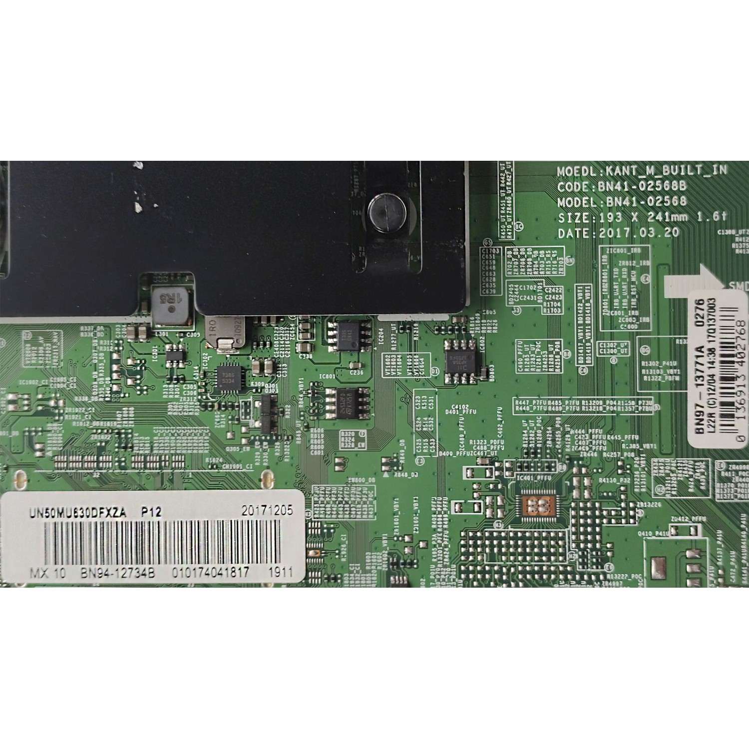 MAIN PARA TV SAMSUNG / NUMERO DE PARTE BN94-12734B / BN41-02568B / BN97-13771A / BN9412734B / PANEL CY-GK050HHNVH / DISPLAY V500DJ6-QE1 REV. G6 / MODELO UN50MU630DFXZA DH12	 - Imagen 2